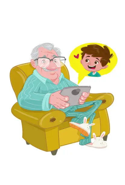 Vector illustration of Stay at home (Elderly man)