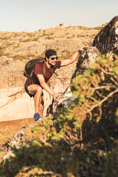istock Traveling Man tourist with backpack 1215109699