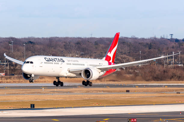 Qantas Boeing 787 Dreamliner airplane at New York JFK stock photo