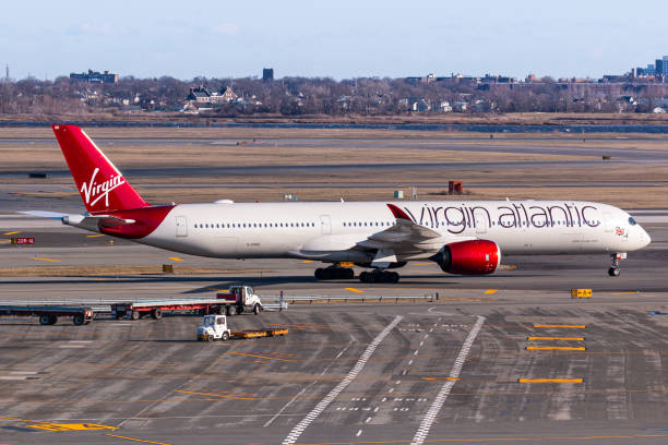 Virgin Atlantic Airbus A350-1000 airplane at New York JFK stock photo