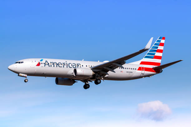 American Airlines Boeing 737 airplane at New York JFK stock photo