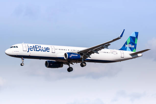 JetBlue Airbus A321-200 airplane at New York JFK stock photo