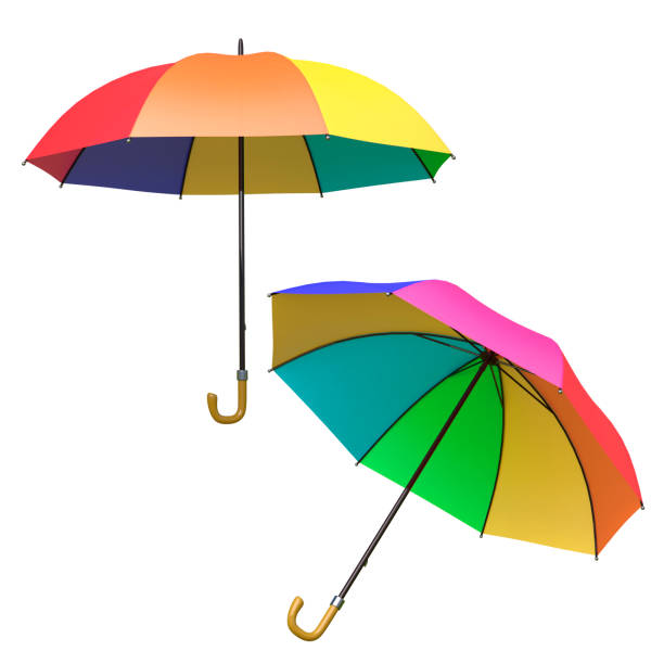 istock Bright colorful umbrella isolated on a white background 1215111879