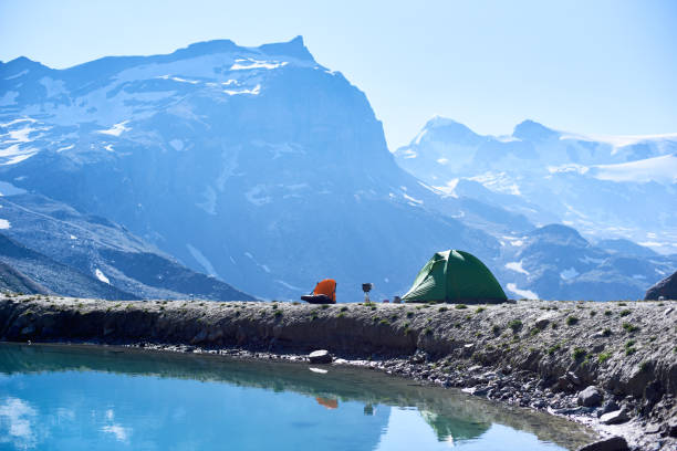 istock Beautiful view of mountains with camp tent. 1215113252