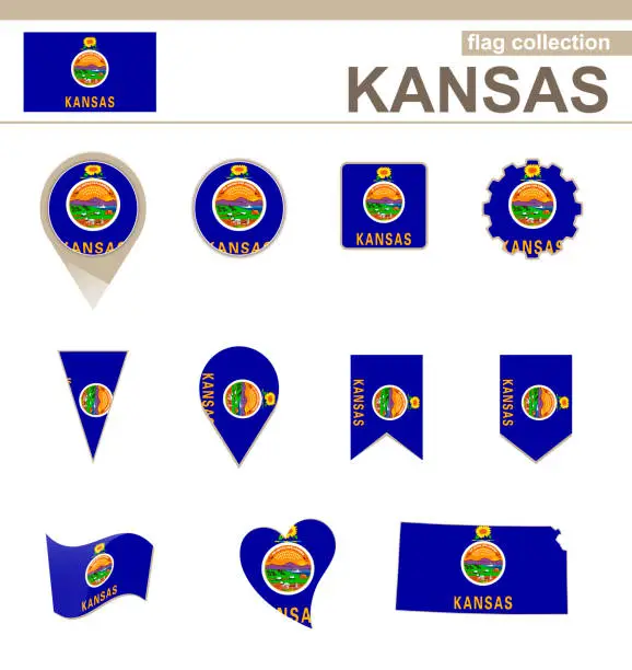 Vector illustration of Kansas Flag Collection