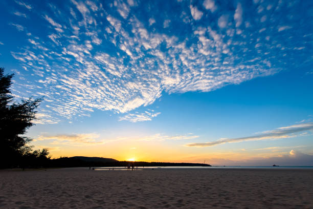istock View of the beach, sunset light and beautiful sky 1215113671