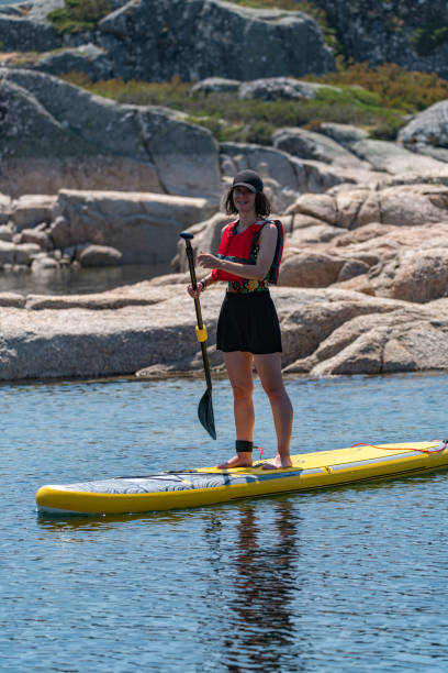 istock Stand up paddle on a lake 1215114718