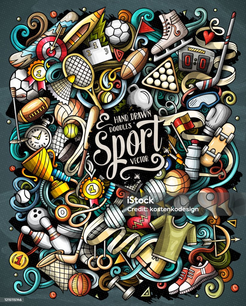 Sports Hand Drawn Vector Doodles Illustration Activities Poster Design  Stock Illustration - Download Image Now - iStock