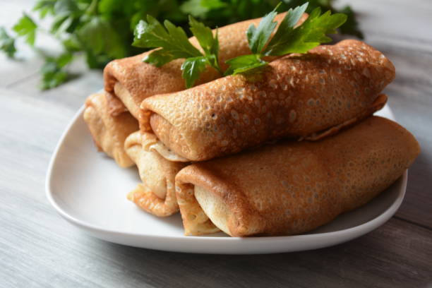 istock Pancakes stuffed with meat 1215115684