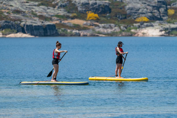 istock Stand up paddle on a lake 1215117619
