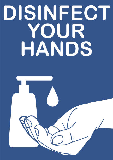 Hand Sanitizer Disinfection. Hand sanitizer bottle icon. A4 Poster. health poster stock illustrations