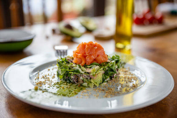 istock smoked salmon avocado walnut salad 1215123979