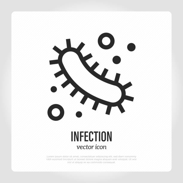 Microorganism, virus, bacteria. Thin line icon. Infection of grippe, coronavirus, flu. Healthcare and medical vector illustration. vector art illustration