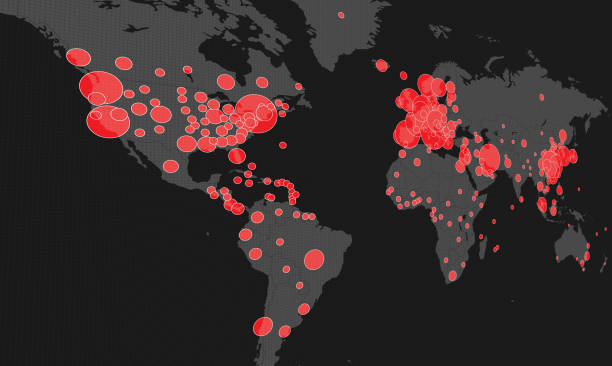 istock Map of the spread of the covid-19 virus by countries (2020-03-19) 1215131412
