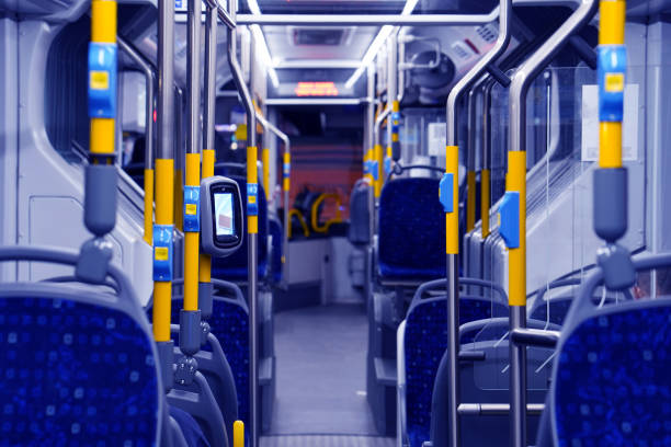 istock Yellow stop button for bus. Public transport transfer. 1215131734