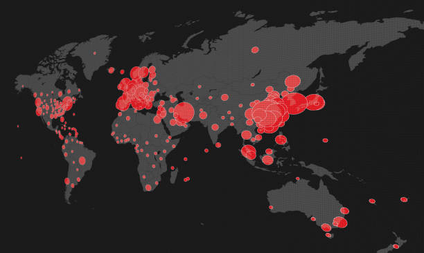 istock Map of the spread of the covid-19 virus by countries (2020-03-19) 1215132362