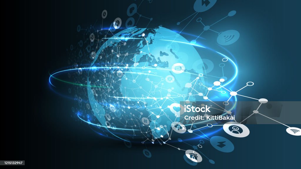 Network Switches Abstract Vector Blue Blue Abstract Network Backround With Globe Vector Illustration Stock ...