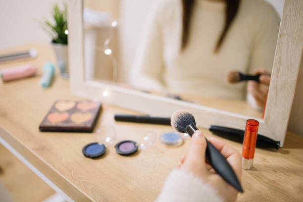 istock Close up view of a dressing table with makeup 1215133163