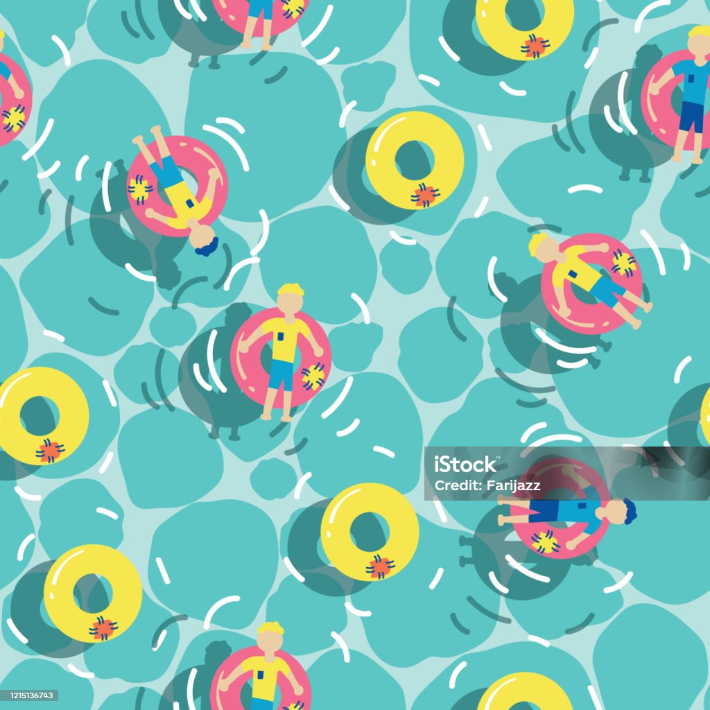 Swimming Pool Floating Vector Seamless Pattern Stock Illustration ...