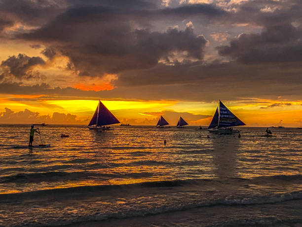 istock Sunset at Boracay beach in Philippines 1215140217
