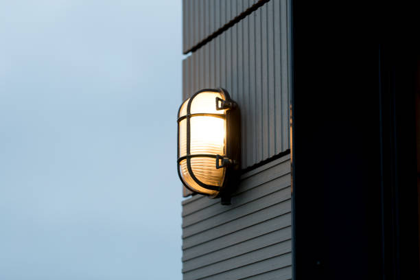 Close up of modern industrial outside light