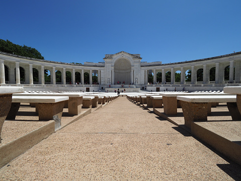 Norfolk, USA - June 9, 2019: The Memorial Amphitheater in Arlington National Cemetery.