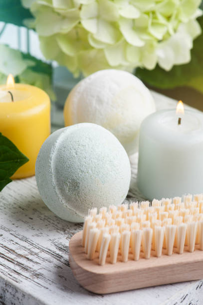 istock Green aroma bath bombs in Spa 1215146387