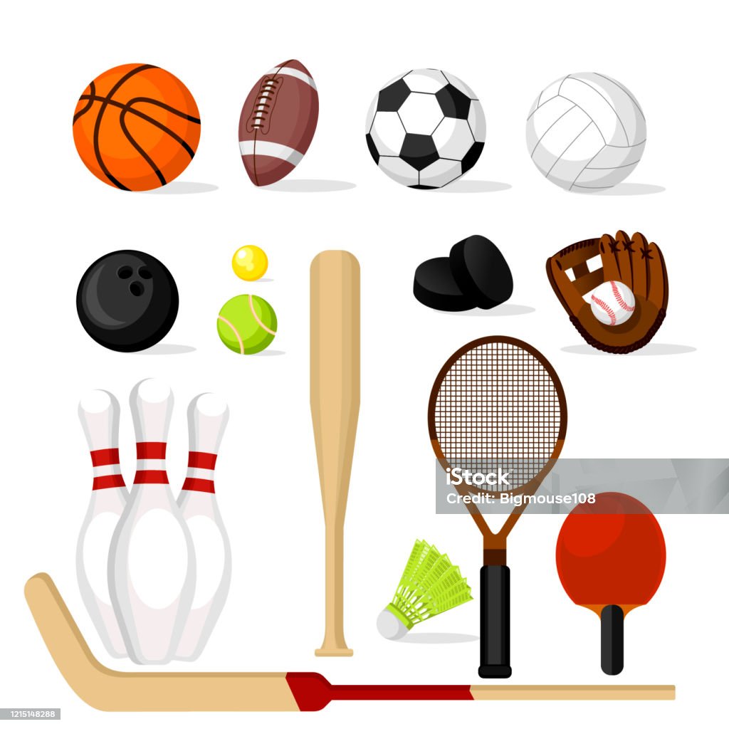 Cartoon Color Sport Equipment Icon Set Vector Stock Illustration - Download  Image Now - Soccer Ball, Soccer, Baseball - Sport - iStock