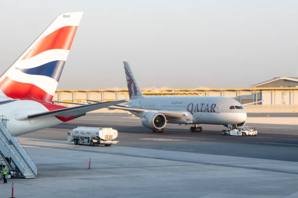 카타르항공 보잉 787 드림라이너 - boeing 787 qatar airways airplane aerospace industry 뉴스 사진 이미지