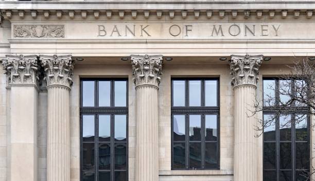 istock Generic facade of fictitiously named old fashioned bank 1215148964