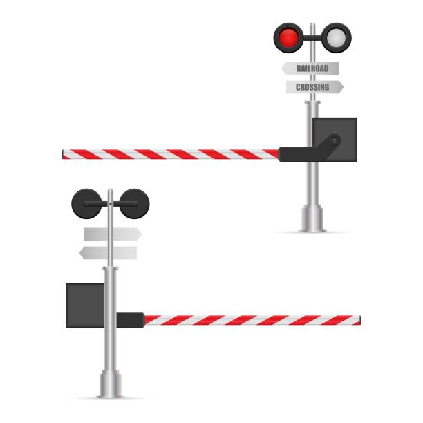 白い背景に分離された鉄道バリアベクトルのイラスト - crossing railroad track boundary gate点のイラスト素材／クリップアート素材／マンガ素材／アイコン素材