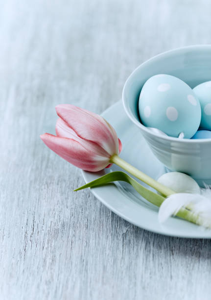 istock Easter Decoration. Bright wooden background. Copy space. 1215157507