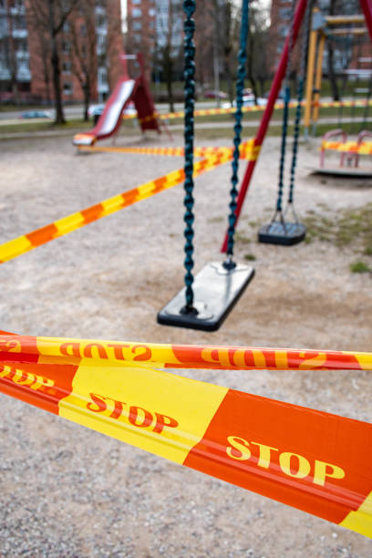 istock Playground for game and activity empty and closed for Coronavirus or Covid19 1215158001