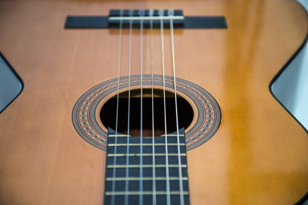 acoustic guitar, closeup, guitar details, isolated