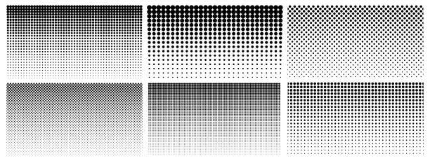 illustrations, cliparts, dessins animés et icônes de gradient de demi-teinte. gradient pointillé, pulvérisation de points lisses et demi-tons pointent fond sans couture horizontale modèle vecteur de modèle géométrique - halftone pattern