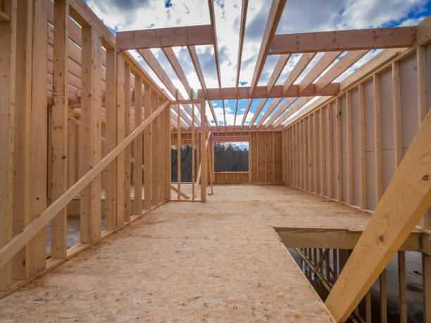 istock Interior view of a house under construction home framing 1215159928