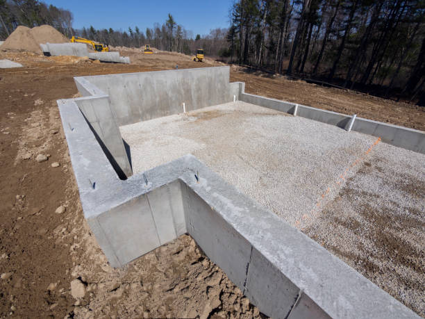 istock Concrete foundation for new housing 1215160074
