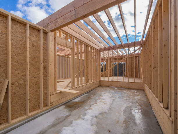 istock Interior view of a house under construction home framing 1215160122