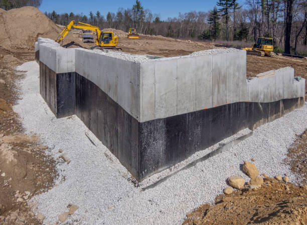 istock Concrete foundation for new housing 1215160170