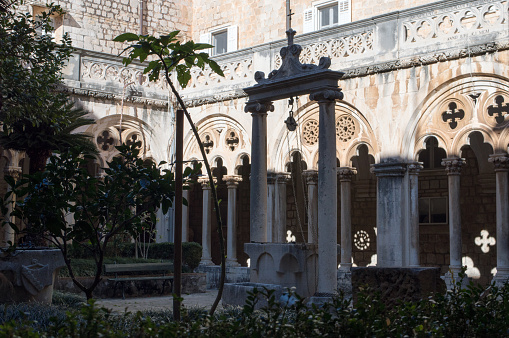 Dominican monastery is one of the many preserved historical landmarks in the Old Town in Dubrovnik. It has a cloister with beautiful porches and arches in Gothic and Renaissance style