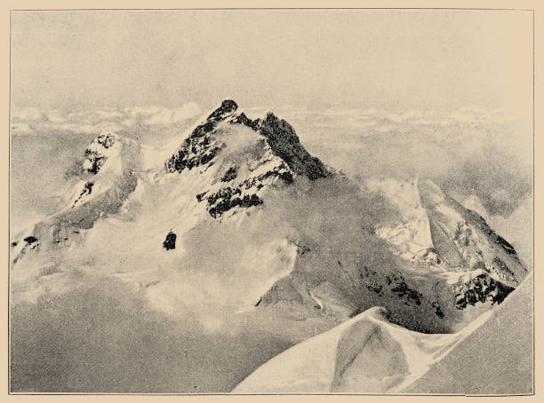 jungfrau с вершины мюнха ,горы в швейцарии - monch summit nature switzerland stock illustrations