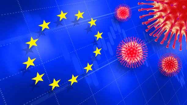 coronavirus ataca a la unión europea - euro symbol european union currency currency banking fotografías e imágenes de stock