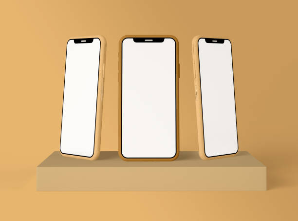 istock 3D Illustration. Three smartphones with blank white screen. 1215166837