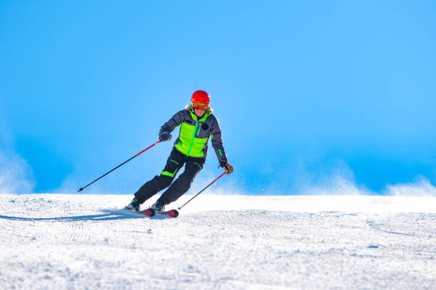 istock A girl skiing on the ski slope 1215168005