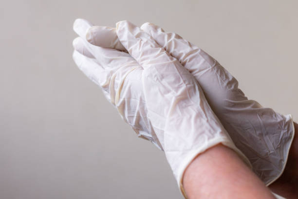 istock Hands with latex gloves 1215168395