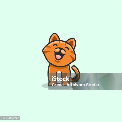 istock Vector Illustration Happy Cat Simple Mascot Style 1215168597