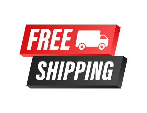 Free shipping. Badge with truck. Vector stock illustrtaion