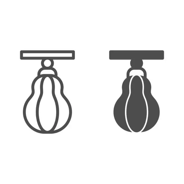 Vector illustration of Punching heavy bag line and solid icon. Attribute for boxing on gym circuit symbol, outline style pictogram on white background. Fitness or sport sign for mobile concept, web design. Vector graphics.