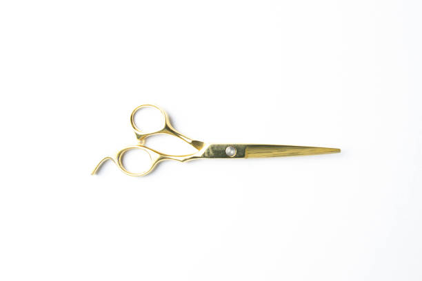 istock Open scissors for haircut isolated on a white background 1215179409
