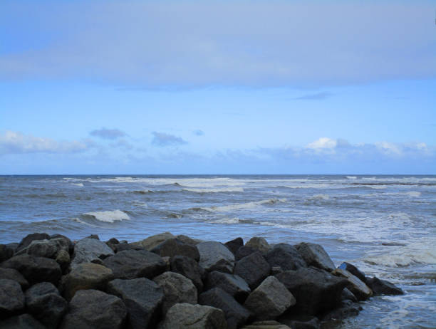istock Blue horizon over the north sea from Staithes harbour 1215180829